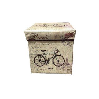 Imagem de Puff baú estampa paris bicicleta P