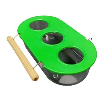 Imagem de Comedouro com Poleiro 3 Furos - Verde