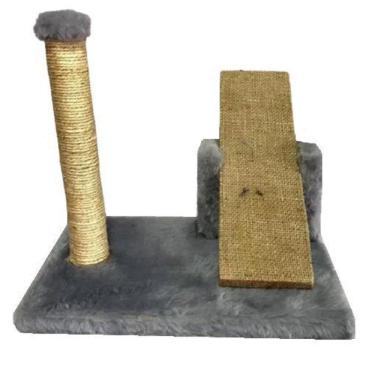 Imagem de Arranhador Para Gatos Mini Poste Com Gangorra Cinza