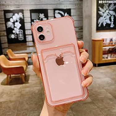 Imagem de Bolsa de cartão transparente capa de telefone para iphone 13 11 12 pro max xr xs max x 7 8 plus 12 mini à prova de choque macio capa transparente capa, rosa, para iphone13 pro