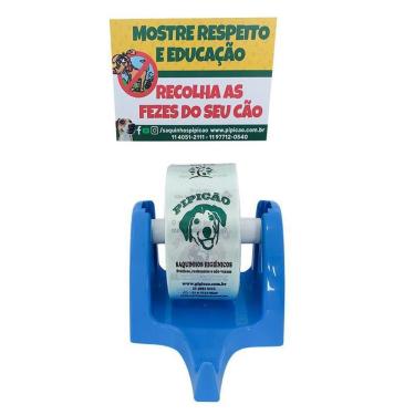 Imagem de Saquinho Recolher Fezes De Cachorro Com Suporte Azul E Placa
