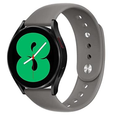 Imagem de Pulseira esportiva de 20 mm para Samsung Galaxy Watch 5 4 40 mm 44 mm/Galaxy Watch 5 Pro 45 mm, pulseira de substituição de silicone macio para Galaxy Watch 4 40 mm 42 mm 44 mm 46 mm/3 41 mm/Active 2 (cinza)