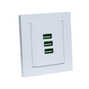 Imagem de Espelho de Tomada Duplo Reto com 3 Usb 5.2A Branco