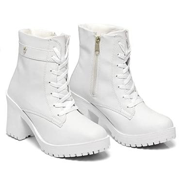 Imagem de Bota Feminina coturno de salto Bota Branca COR:Branco;Tamanho:37;Garantia:30 dias;Genero:Feminino