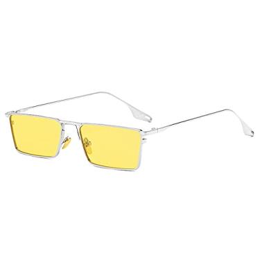 Imagem de Óculos de sol masculinos vintage pequenos retângulos de metal hip pop feminino óculos de sol de luxo steampunk quadrados óculos de sol clássicos, c5 silyel nightvisio, china