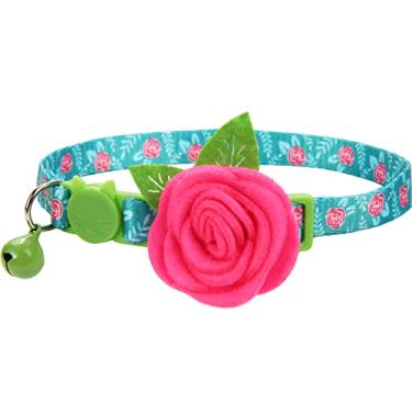 Imagem de Coleira de gato de primavera, coleira de gatinho floral, coleira de cachorro de flor para cães pequenos fêmeas