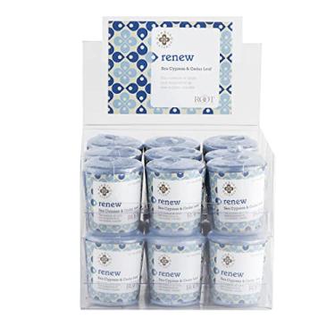 Imagem de Root Candles Seeking Balance Velas perfumadas votivas com mistura de cera de abelha de 20 horas, pacote com 18, renovação: cipreste do mar e folha de cedro