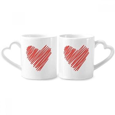 Imagem de Conjunto de canecas de porcelana para casais com desenho de grafite, coração e coração
