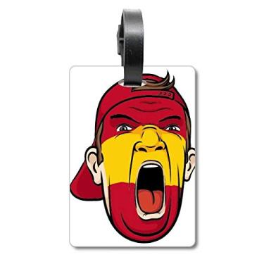 Imagem de Bandeira da Espanha Cabeça de Maquiagem Facial Chapéu Grito Bolsa Etiqueta Bagagem Cartão Pendurado Etiqueta Scutcheon Etiqueta, Multicolorido.