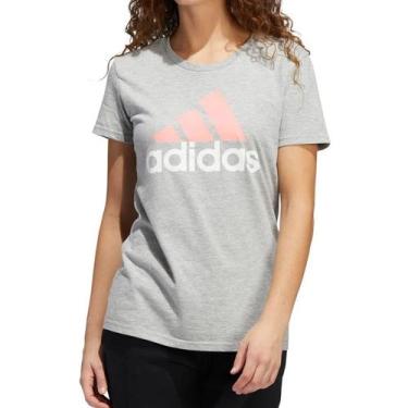 Imagem de Camiseta Adidas Basic Badge Of Sport Feminino - Cinza E Rosa