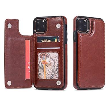Imagem de Capa de couro PU retrô para iPhone 14 13 12 11 Pro Max SE 2022 2020 X XR XS Max 8 7 6 6S Plus 5S Multi Card Holder Case Cover, marrom, para iPhone X (Xs)