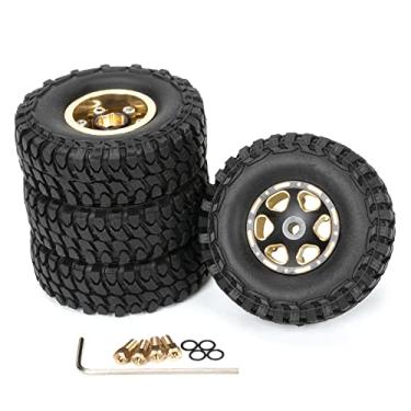 Imagem de Rubber 1.0 Beadlock RC Wheel Rims and Tires for Axial SCX24 Deadbolt