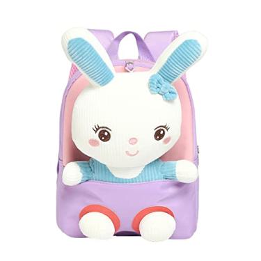 Imagem de Bebê Coelho Mochila - Mochila infantil destacável para meninas,Mochila desenho animado, mini bolsa viagem animal pelúcia para bebê menina 2 a 6 anos Purble