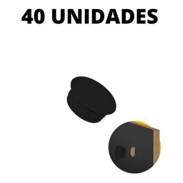 Imagem de Tapa Furo Móveis Plástico 10mm Preto - 40 Un - Casa Do Serralheiro