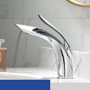 Imagem de Torneira do banheiro Rose Gold Waterfall Torneira da bacia Torneira de água fria e quente Torneira da bacia Torneira misturadora Torneira da pia, 2