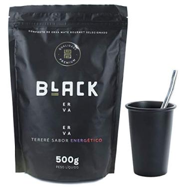 Imagem de KIT COPO DE TERERÉ PRETO + BOMBA DE TERERÉ INOX + BLACK ERVA MATE 500G (Energético)
