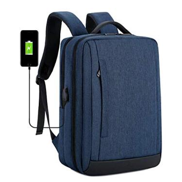 Imagem de Bolsa de computador durável para homens e mulheres, mochila para laptop, bolsa de negócios mochila de viagem à prova d'água, grande bolsa de livros universitária com porta de carregamento USB externa