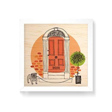 Imagem de Arte Maníacos Quadro decorativo com moldura caixa branca em Madeira - Porta Dog - 30x30cm