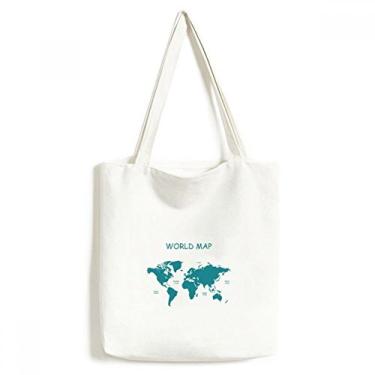 Imagem de Mapa-múndi Continent Distribution Outline Canvas Bag Shopping Satchel Casual Bolsa