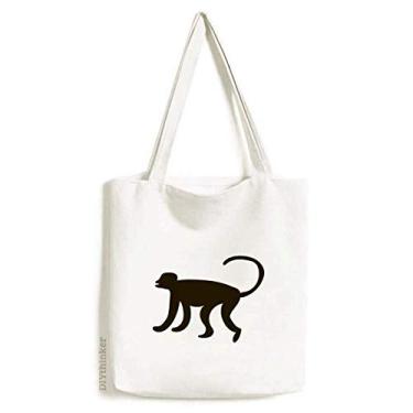 Imagem de Bolsa de lona preta com estampa de animal de macaco preto