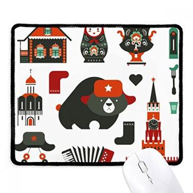 Imagem de Bear Vodka Acordeão Boneca Rússia Mousepad Antiderrapante Jogo Escritório Bordas Costuradas Presente