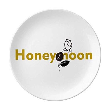 Imagem de Prato de flor de lua de mel, prato decorativo de porcelana salver louça de jantar