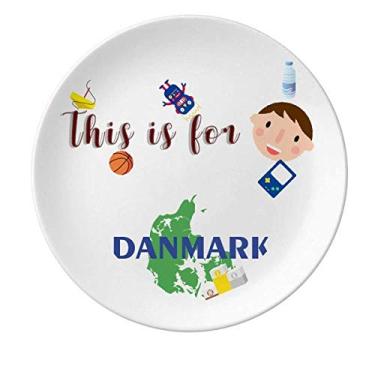 Imagem de Fairy Tales European Maps Dinamarca Prato de Porcelana Jantar Redondo Prato Masculino
