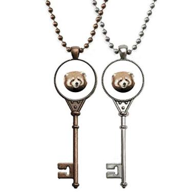 Imagem de OFFbb-USA Colar com pingente de chave pequeno e adorável gatos da selva marrom para decoração de casais
