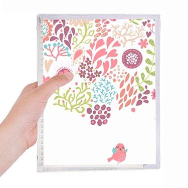 Imagem de Caderno de folhas soltas com flores de cor sólida e flores para desenho de pássaros