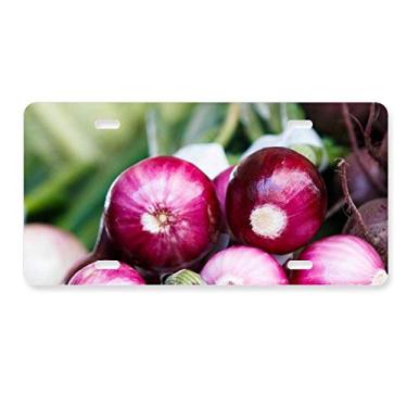 Imagem de DIYthinker Placa de licença de cebola temperada fresca, decoração de placa de carro em aço inoxidável