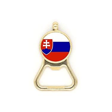 Imagem de Chaveiro de aço inoxidável com bandeira nacional da Eslováquia, país da Europa, abridor de garrafas de cerveja