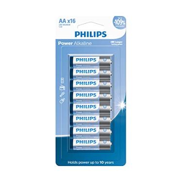 Imagem de PHILIPS Pilha alcalina AA 1.5V com 16 unidades LR6P16B/59, Azul, branco e prata, padrão