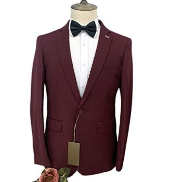 Imagem de Ternos masculinos, blazer de casamento, um botão, casaco esportivo de negócios 2 peças sólido formal, vermelho, GG (52/36)