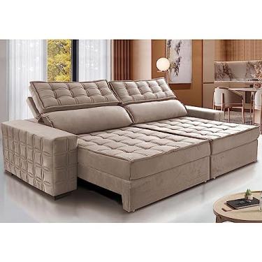 Imagem de Sofá Retrátil e Reclinável 2,75m Cama Inbox Big Star com Softgeld40 Velupluma Bege