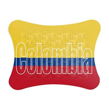 Imagem de Moldura de quebra-cabeça com nome da bandeira do país da Colômbia, enfeite de jogo de quebra-cabeça