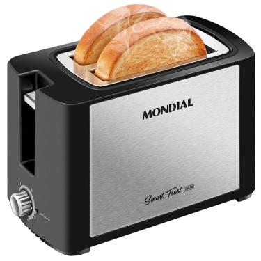 Imagem de Torradeira Smart Toast Mondial T-13 com 6 opções de tostagem – Preto/Inox