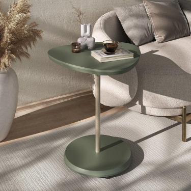 Imagem de Mesa de Apoio Haste Metálica Dourada Brilhante Chic Menta