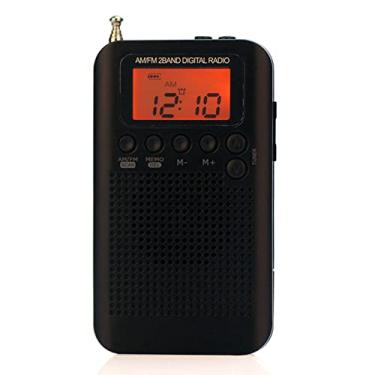 Imagem de HUIOP HRD-104 Portátil AM/FM Rádio Estéreo de Bolso 2-Band Rádio Digital Tuning Mini Receptor de Rádio Ao Ar Livre w/Fone de Ouvido Colhedor de 1.3 Polegada Tela LCD