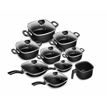 Imagem de Conjunto de Panelas Quadradas Patolux 9 Peças Antiaderente Preto