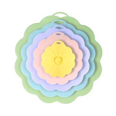Imagem de IEUDNS 5x tampas de silicone capa de respingo de microondas reutilizável resistente ao calor, tampa de vedação tampas de sucção de alimentos para placas, multicolorido