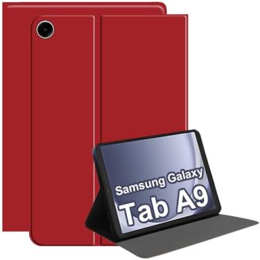 Imagem de XYOUNG Capa para tablet Samsung Galaxy Tab A9 8,7 polegadas 2023 (SM-X110/X115/X117), capa protetora para tablet com suporte fólio fino, material de silicone líquido que não irrita a pele, (vermelho)