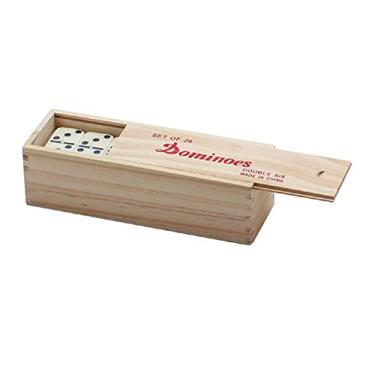 Imagem de CHH Dominó duplo 2311SW 6 jumbo marfim com spinners em caixa de madeira, 22 cm de comprimento