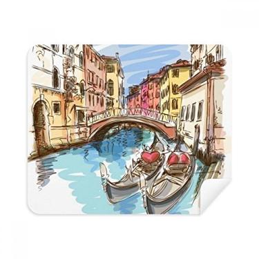 Imagem de Pano de limpeza de tela para telefone com pintura aquarela paisagem Itália Venice 2 peças tecido de camurça