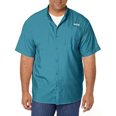 Imagem de Columbia Camisa masculina PFG Tamiami™ Ii de manga comprida, proteção solar FPS 40, azul egeu com absorção de umidade, Azul Egeu, M