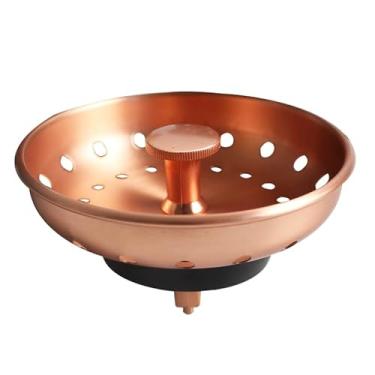 Imagem de Talea Tampa de ralo de drenagem de cobre rosa cesta de filtro de pia em forma de umbellate substituição para Standrad 3-1/2" bucha de ralo de pia de cozinha QS218C008