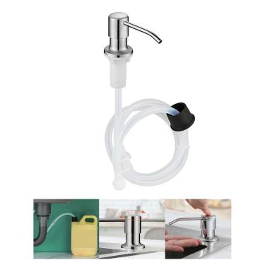 Imagem de Dispenser Sabao Detergente Liquido Mangueira Embutir Pia Cuba Cozinha Banheiro Multiuso Suporte Dosador