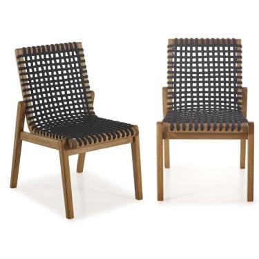 Imagem de Conjunto 2 Cadeiras em Madeira e Corda Náutica sem Braço Traço Casa e Jardim Móveis Stain Jatobá