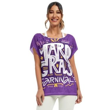 Imagem de Camisetas femininas de manga curta Carnaval do Mardi Gras, camisetas de manga curta, camisetas de ajuste solto, Cor 12, G