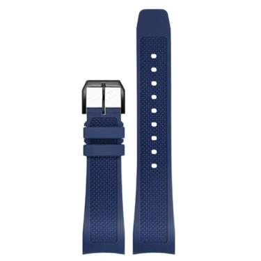 Imagem de TPUOTI Pulseira de relógio de borracha 22 mm para Iwc IW390502 IW390209 Pulseira de relógio fecho dobrável extremidade curva relógios de pulso cinto (cor: pino azul, tamanho: 22mm)