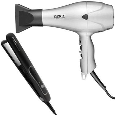 Imagem de Kit Taiff -  Secador Fox Ion Prata 2000W 220V + Prancha Style Prata Pro Titanium 230ºc Bv